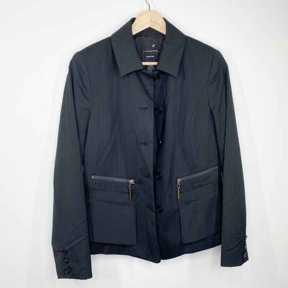 Doncaster Collection Black Pinstripe Wool Blend Blazer Jacket Women's Size 6 - Picture 1 of 9